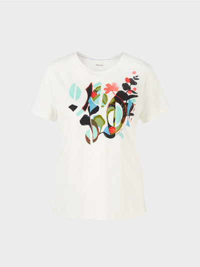 Tailored T-shirt with print and embellishments