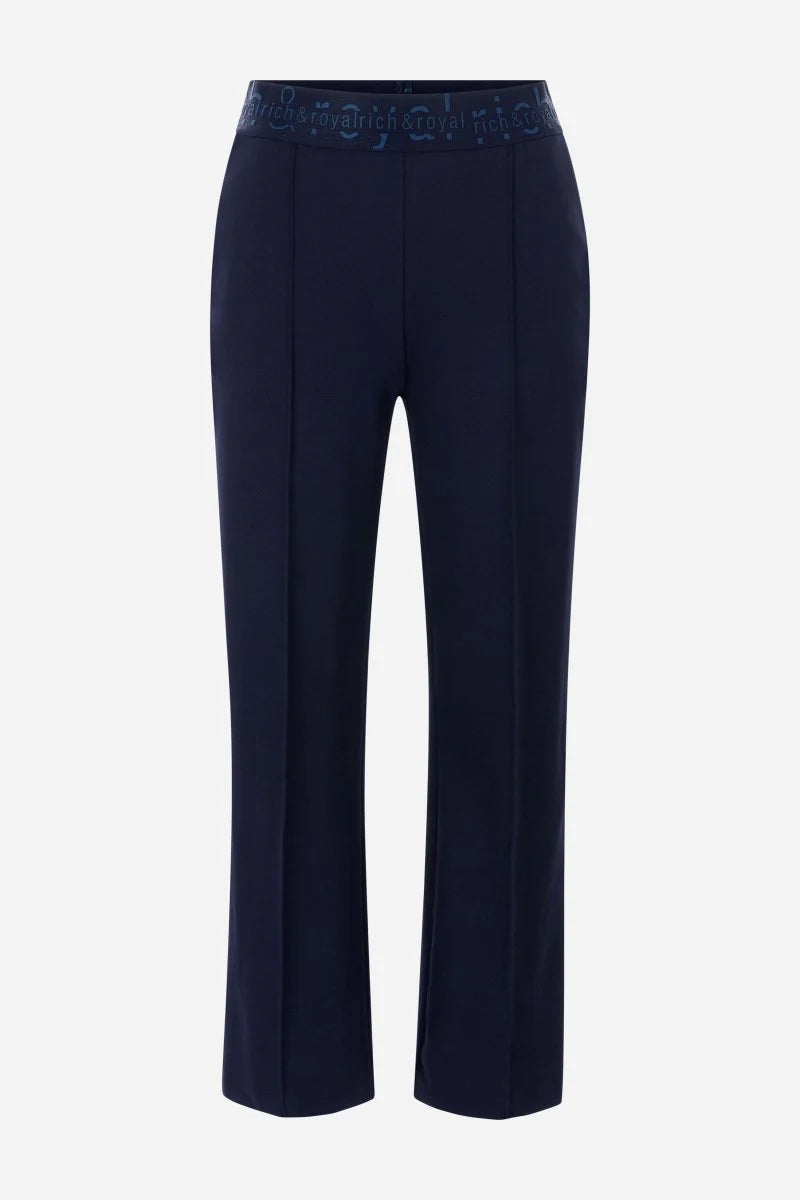 Elastic waist trousers with piping