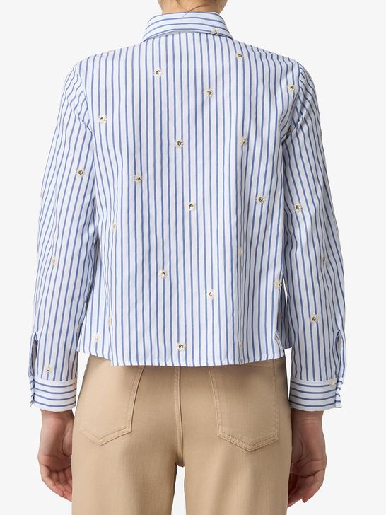 Striped shirt with sequin embroidery