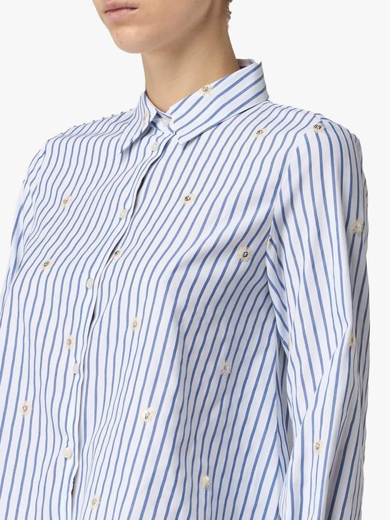 Striped shirt with sequin embroidery