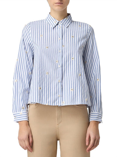 Striped shirt with sequin embroidery