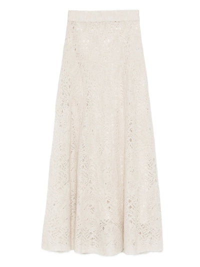 Lace-Pattern flared skirt