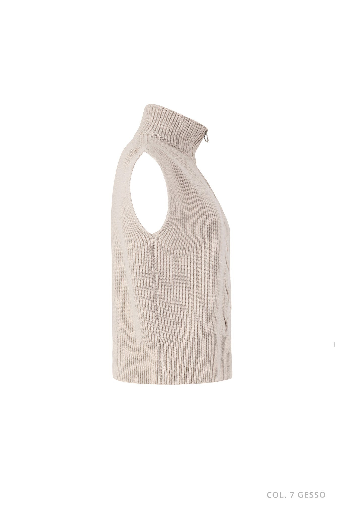 Cashmere-Blend Cable Knit Gilet with Half Zip