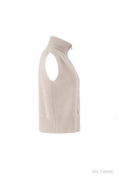 Cashmere-Blend Cable Knit Gilet with Half Zip