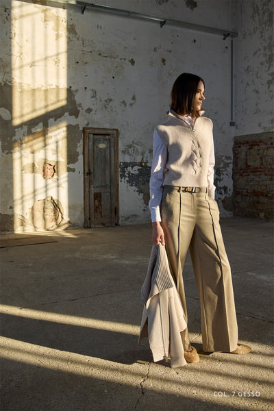 Cashmere-Blend Cable Knit Gilet with Half Zip