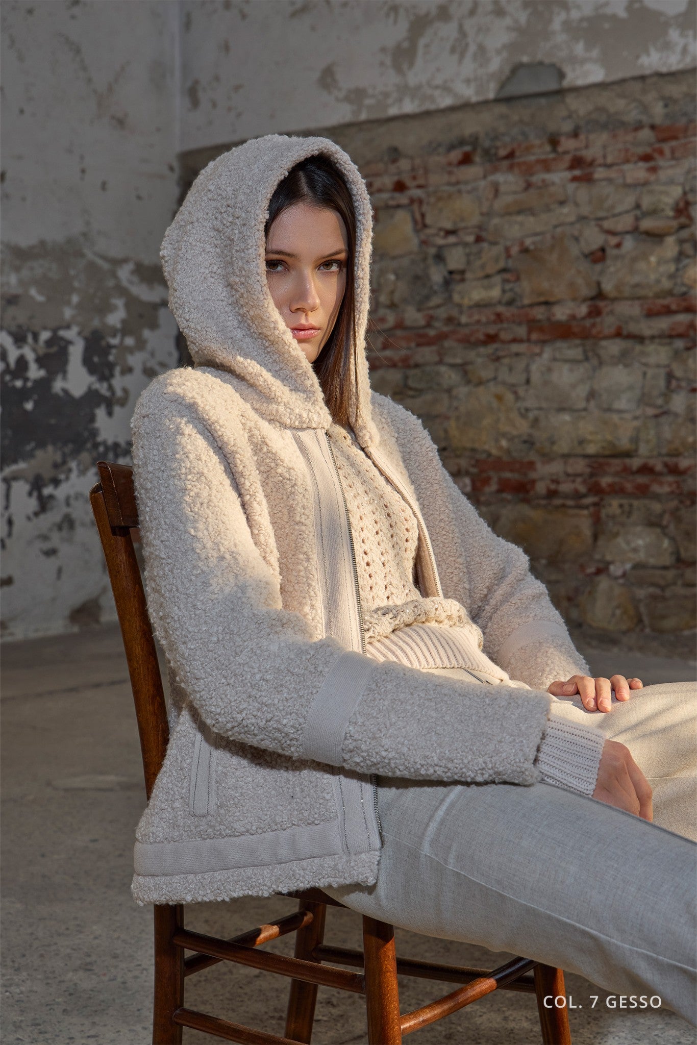 Bouclé Jacket with Hood