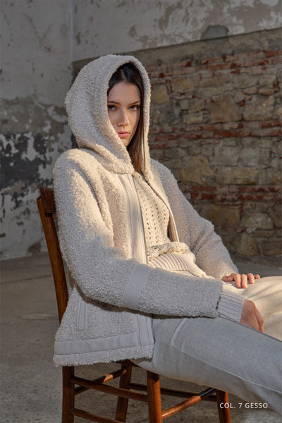 Bouclé Jacket with Hood