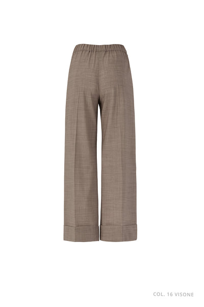 Cropped Wool Trousers with Crystal Chain Detail