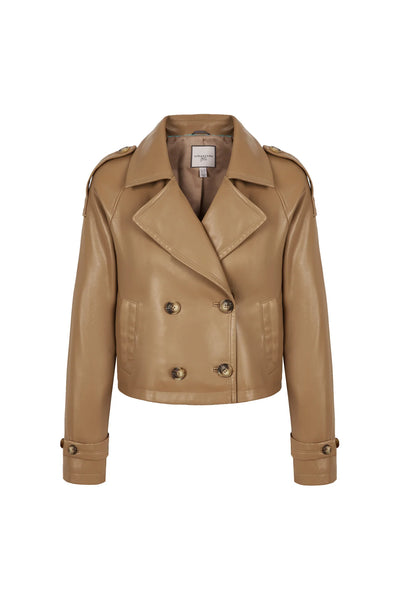 Faux Leather Trench Jacket