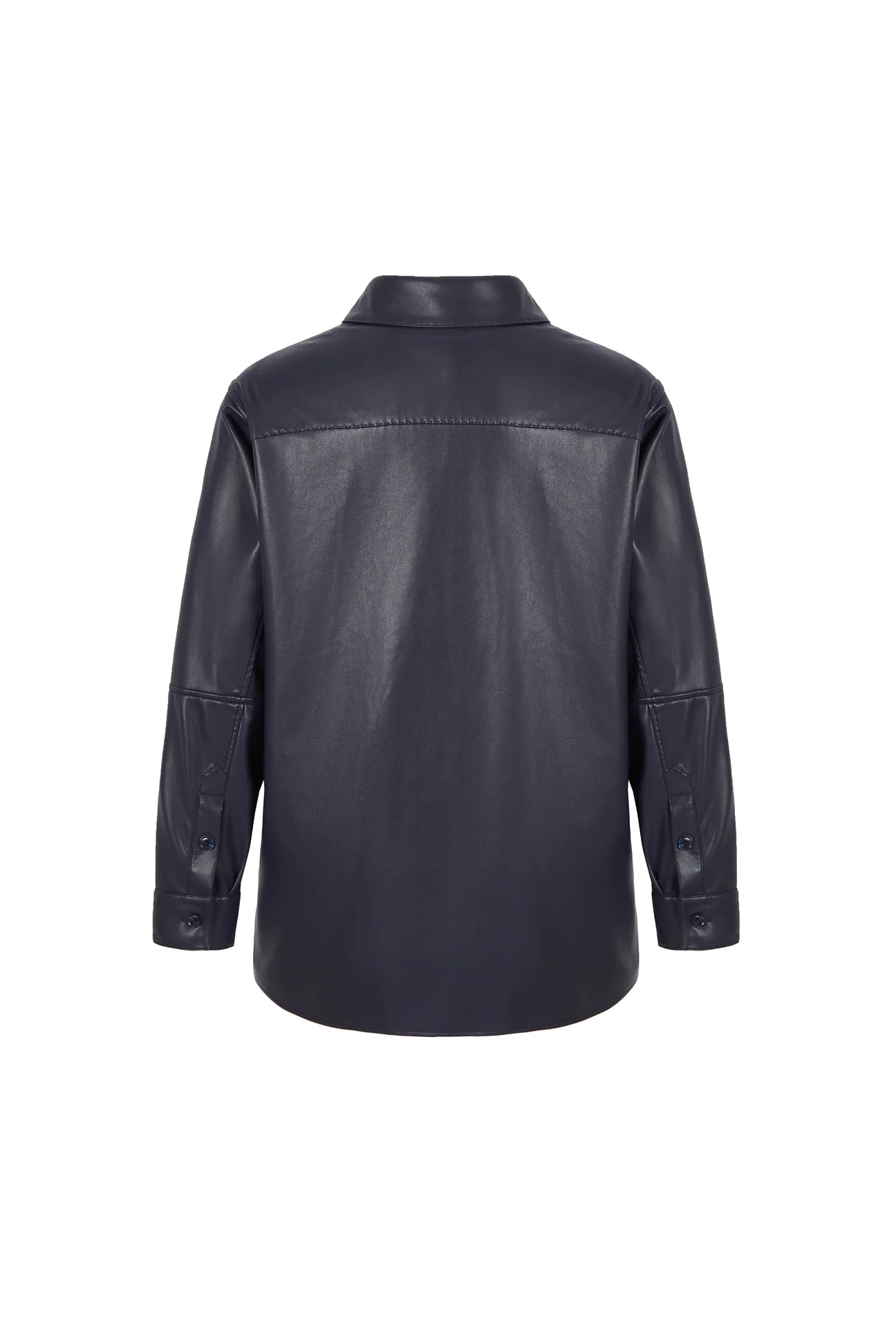 Faux Leather Shirt in Navy