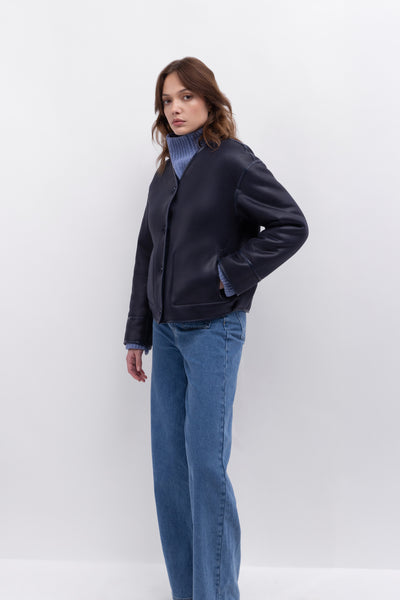Reversible Faux Shearling Jacket in blue