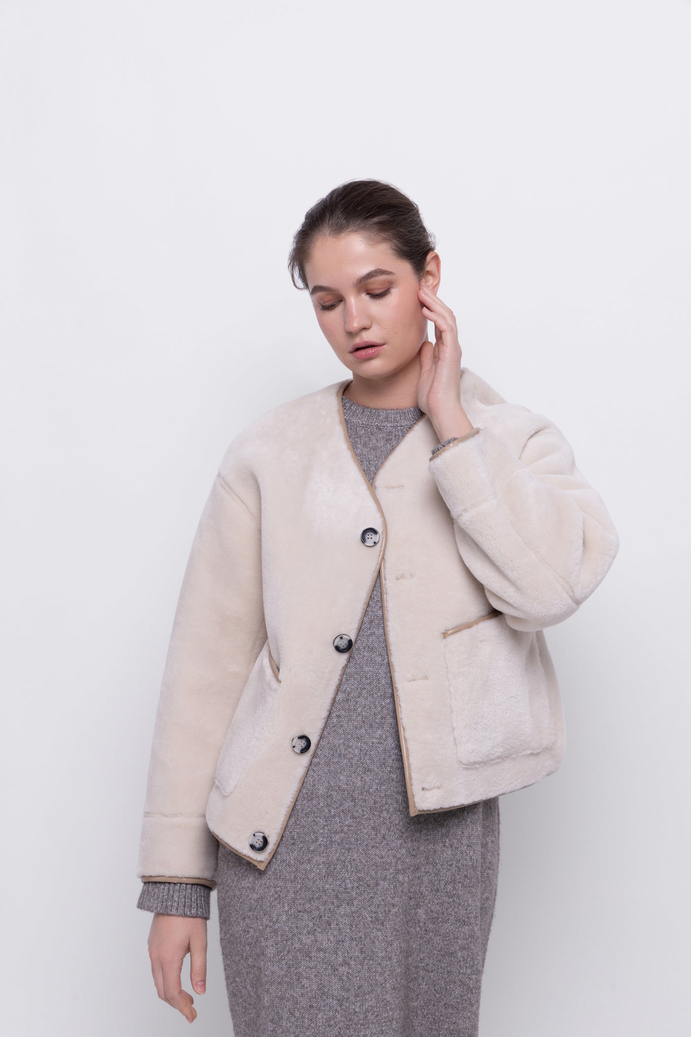 Reversible Faux Shearling Jacket in natural