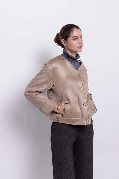Reversible Faux Shearling Jacket in natural