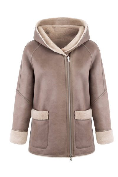 Reversible Faux Shearling Hooded Coat