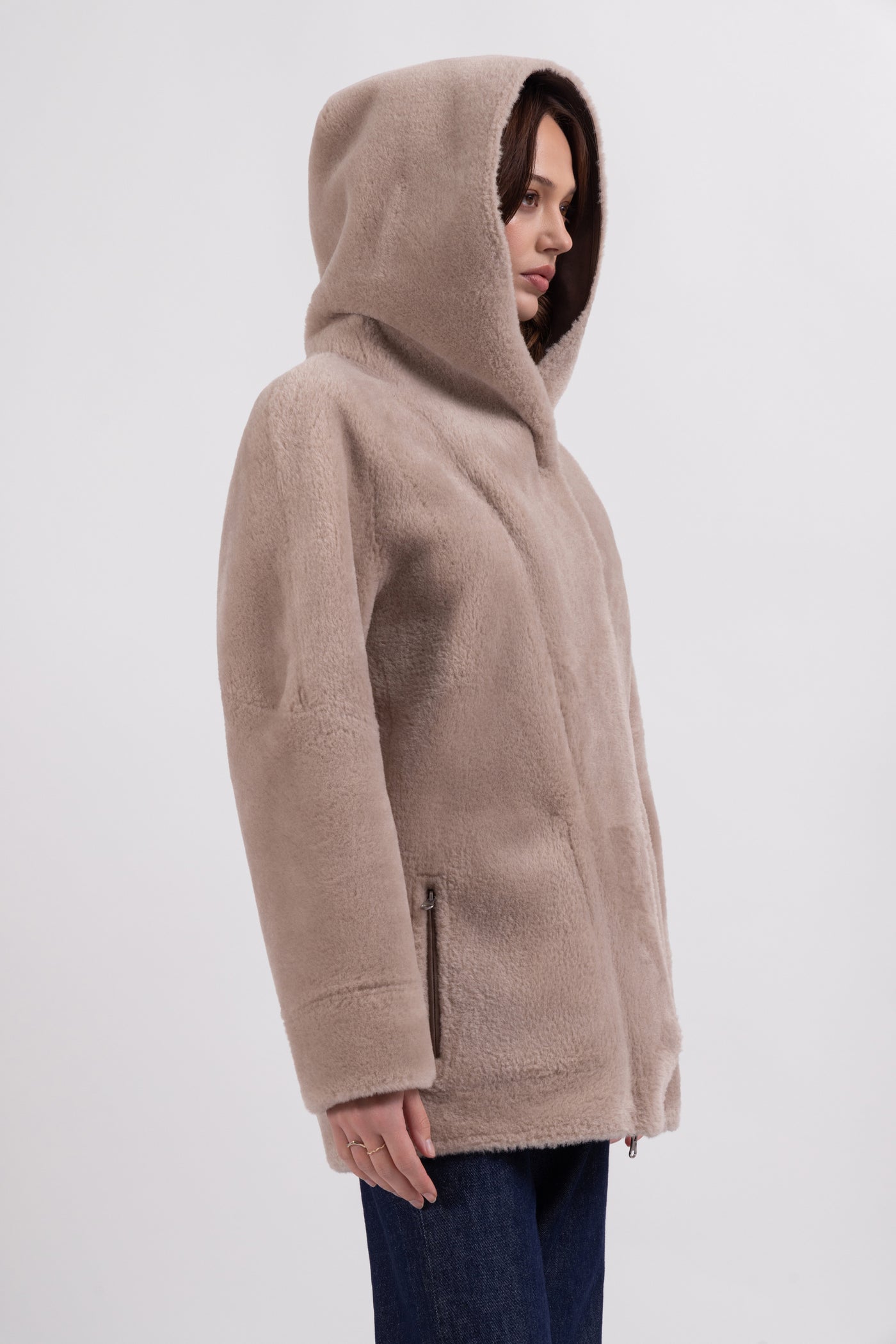 Reversible Faux Shearling Hooded Coat