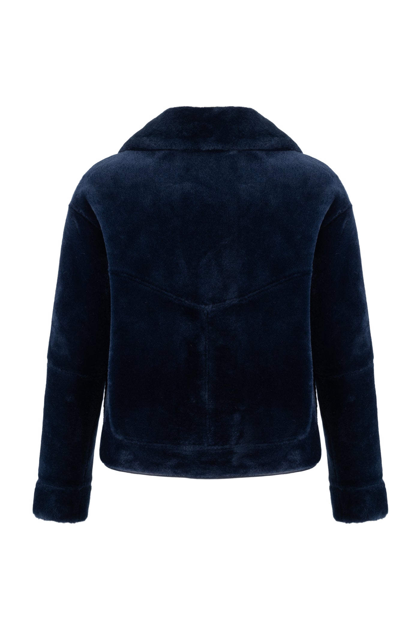 Reversible Faux Shearling Aviator Jacket   in navy