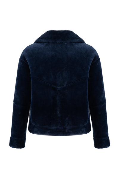 Reversible Faux Shearling Aviator Jacket   in navy