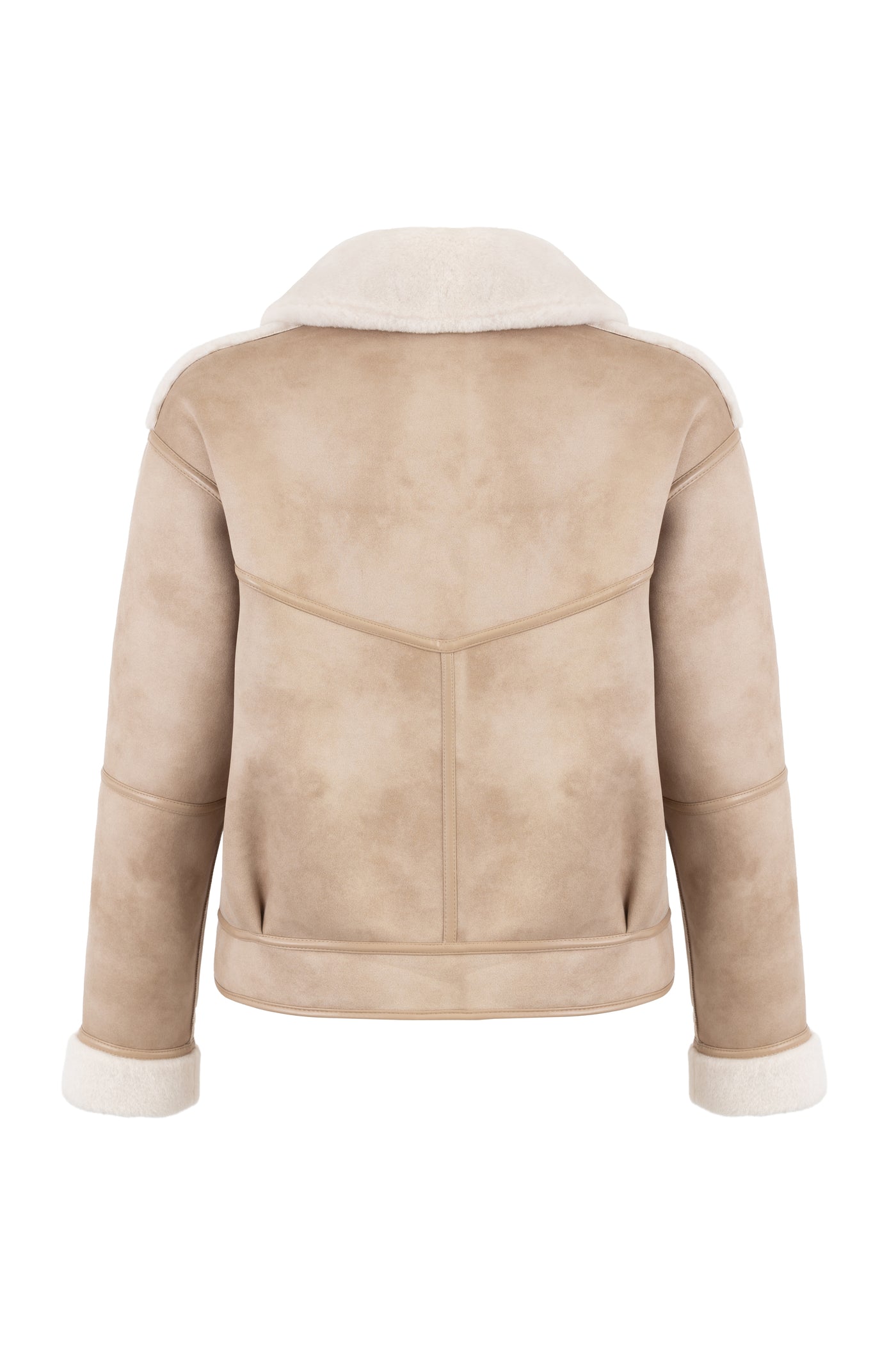 Reversible Faux Shearling Aviator Jacket  in natural cream