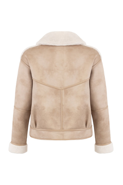 Reversible Faux Shearling Aviator Jacket  in natural cream