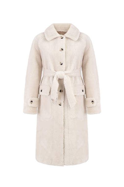 Reversible Faux Shearling Coat in cream