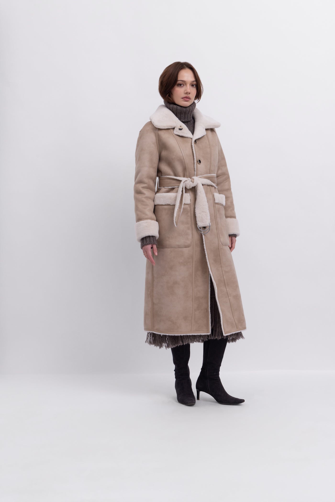 Reversible Faux Shearling Coat in cream
