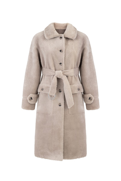 Reversible Faux Shearling Coat in taupe