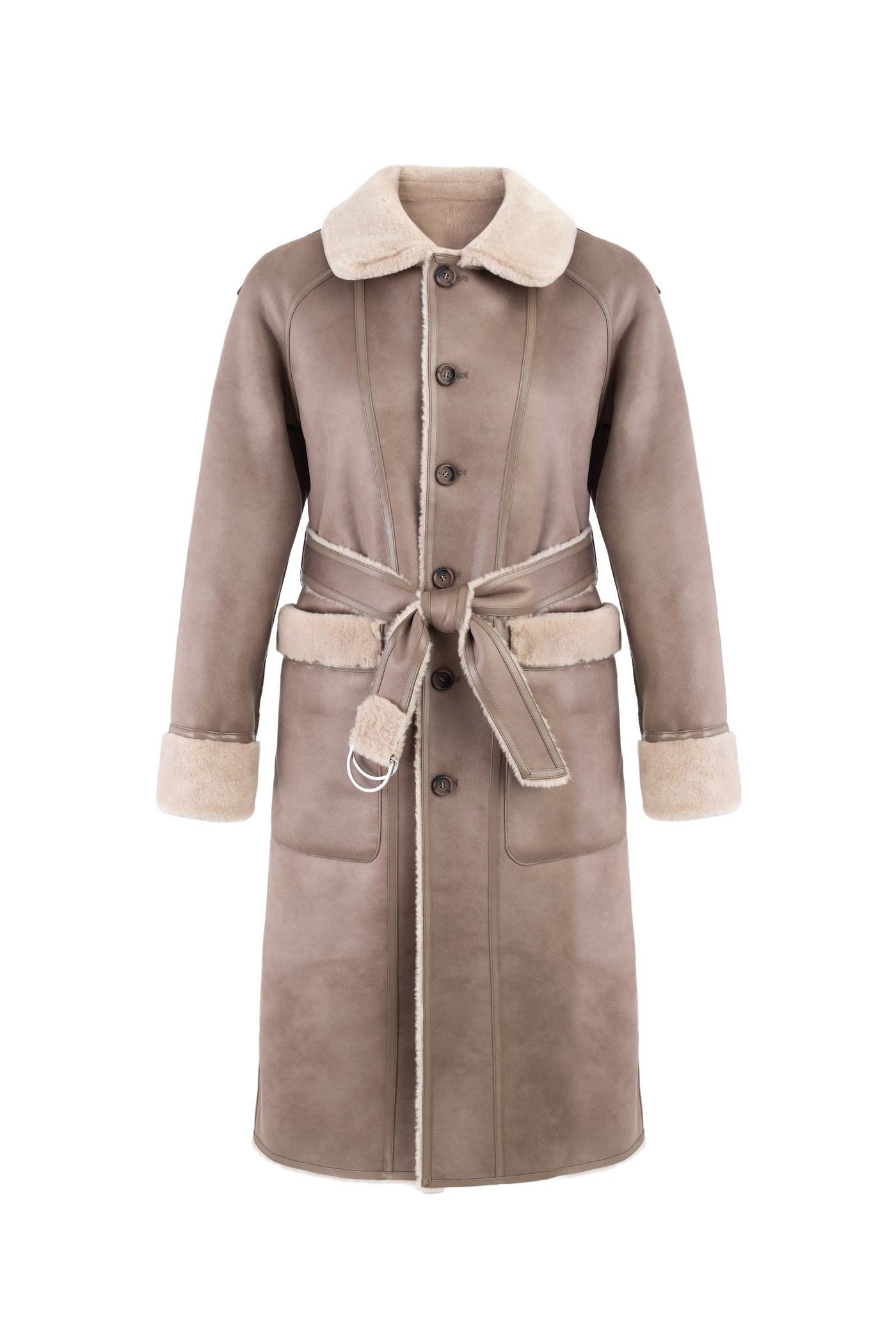 Reversible Faux Shearling Coat in taupe