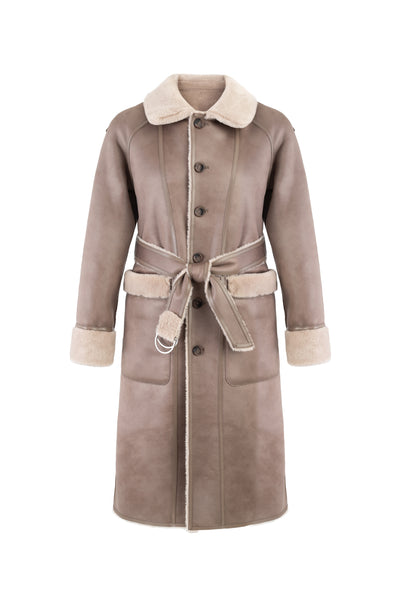 Reversible Faux Shearling Coat in taupe