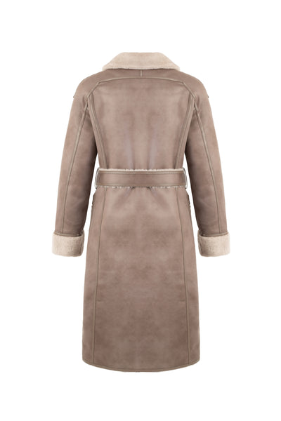 Reversible Faux Shearling Coat in taupe
