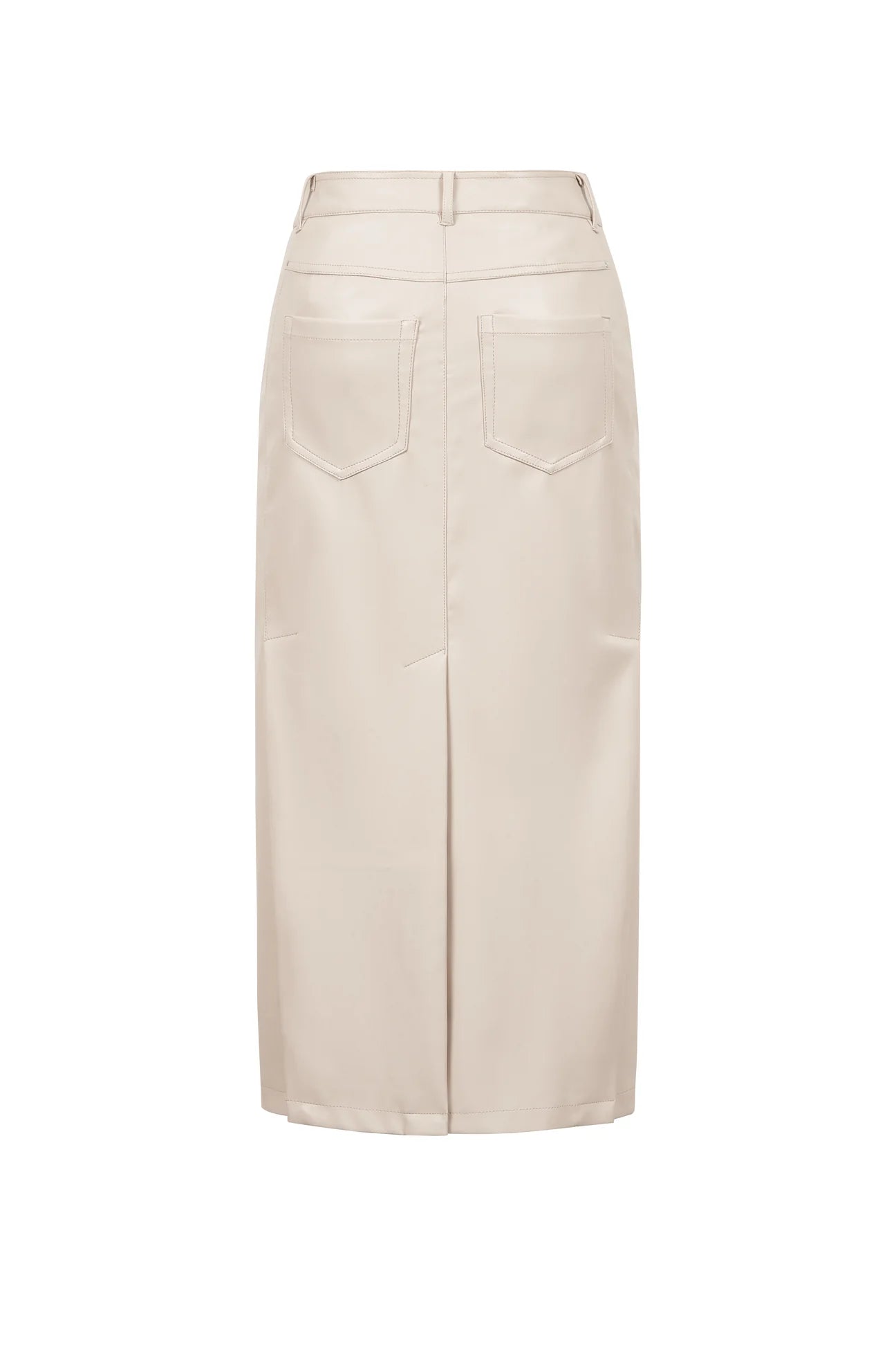 Faux Leather Fitted Midi Skirt