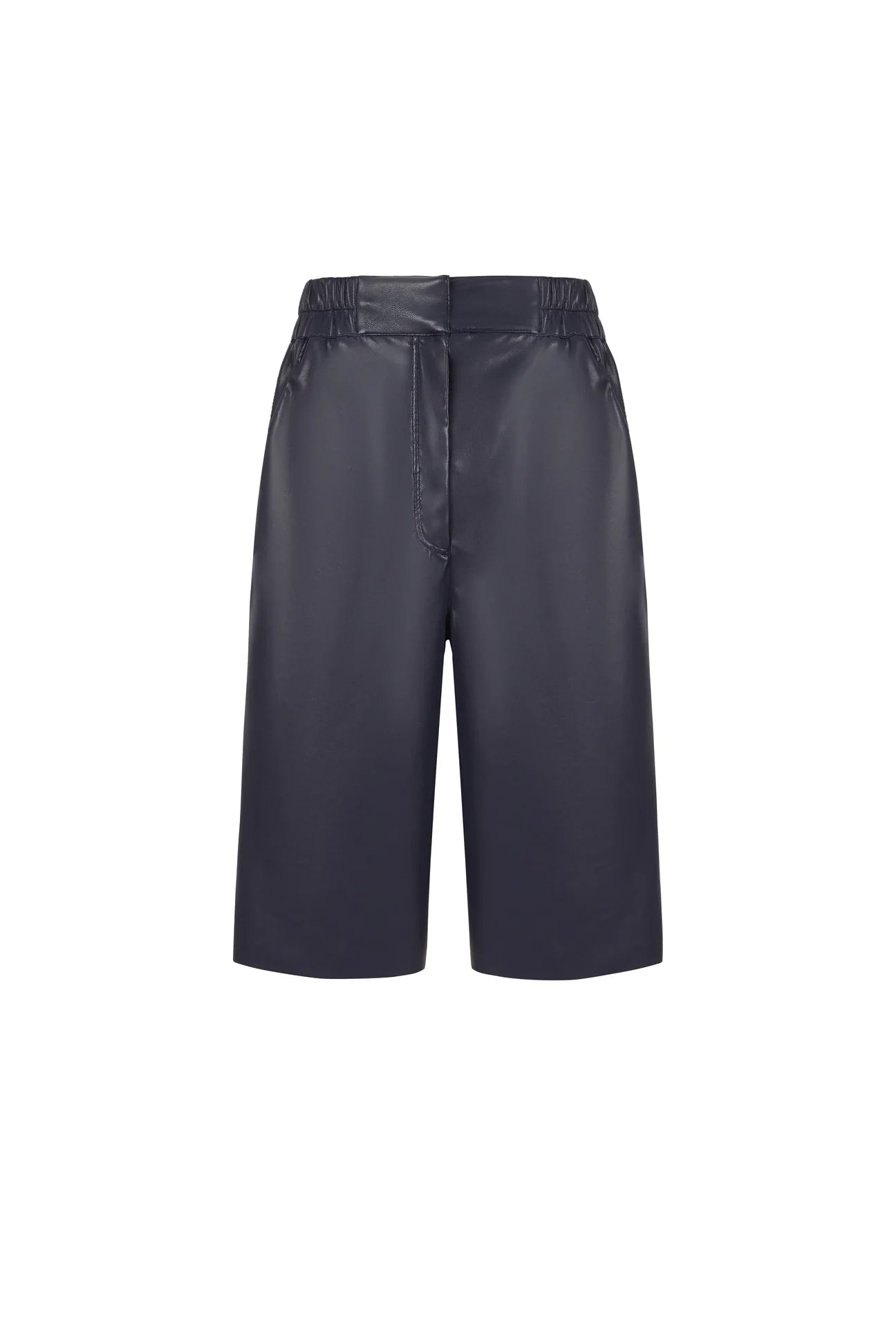 Faux Leather Culottes in Navy