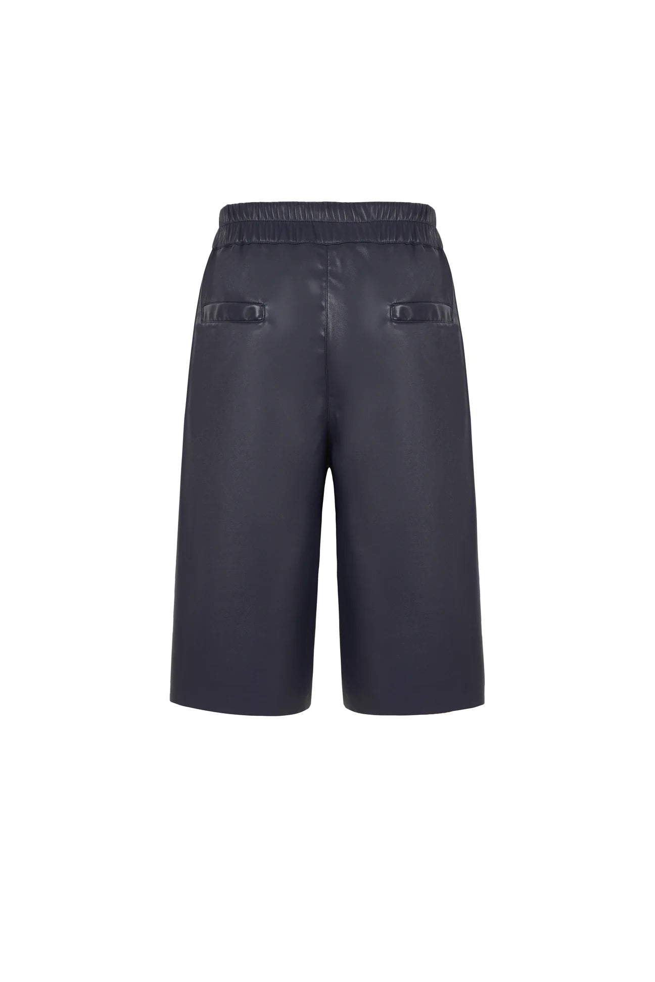 Faux Leather Culottes in Navy