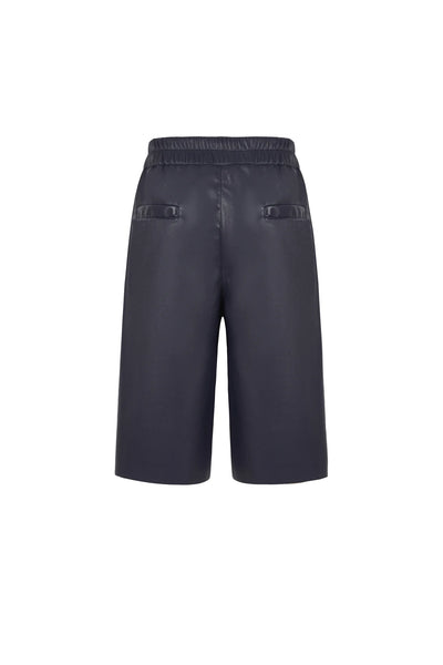 Faux Leather Culottes in Navy