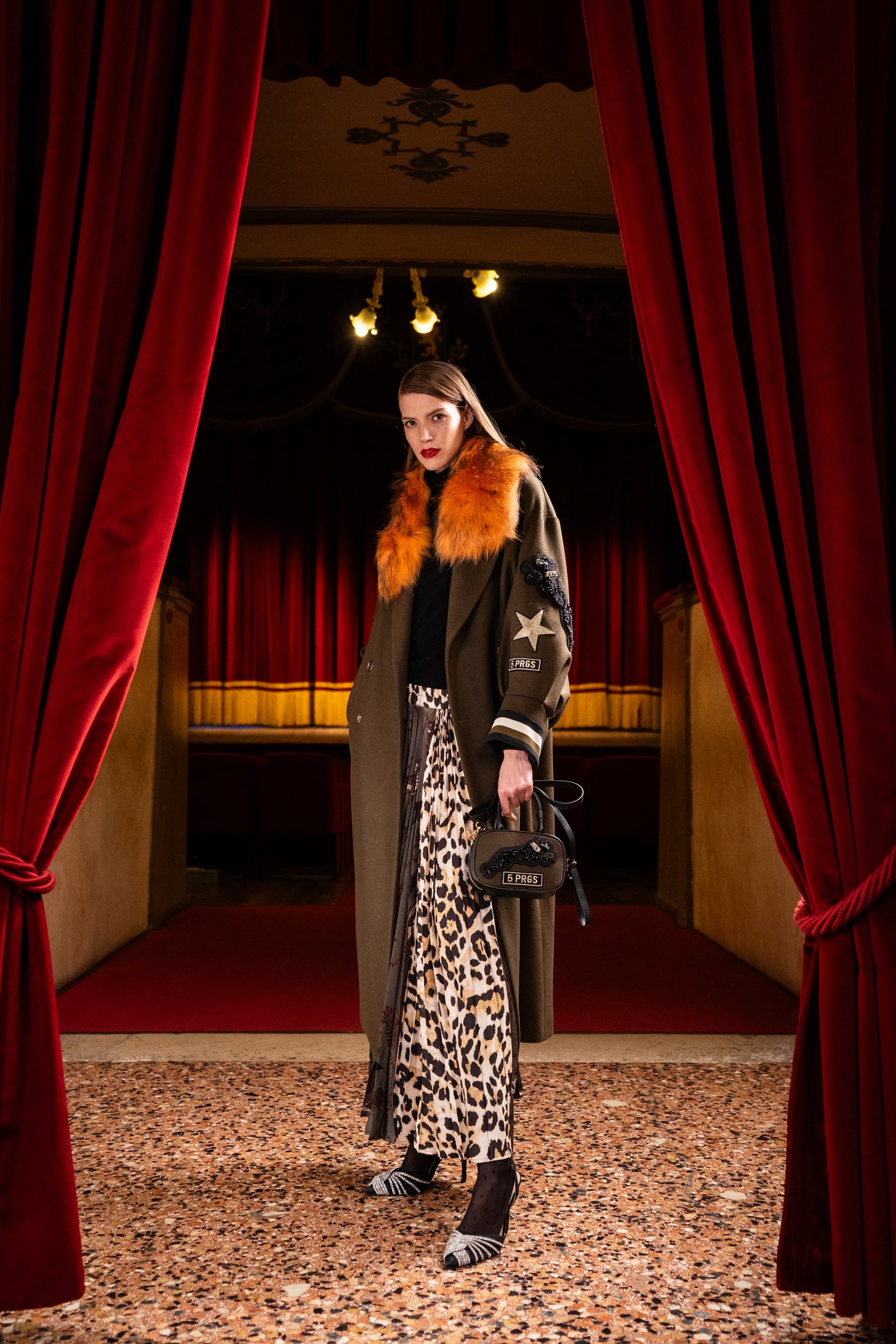 Full-Length Multi-Print Plissé Skirt