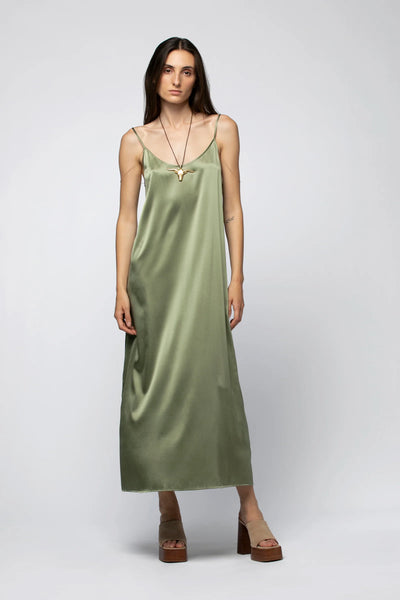 Real silk long dress with chains