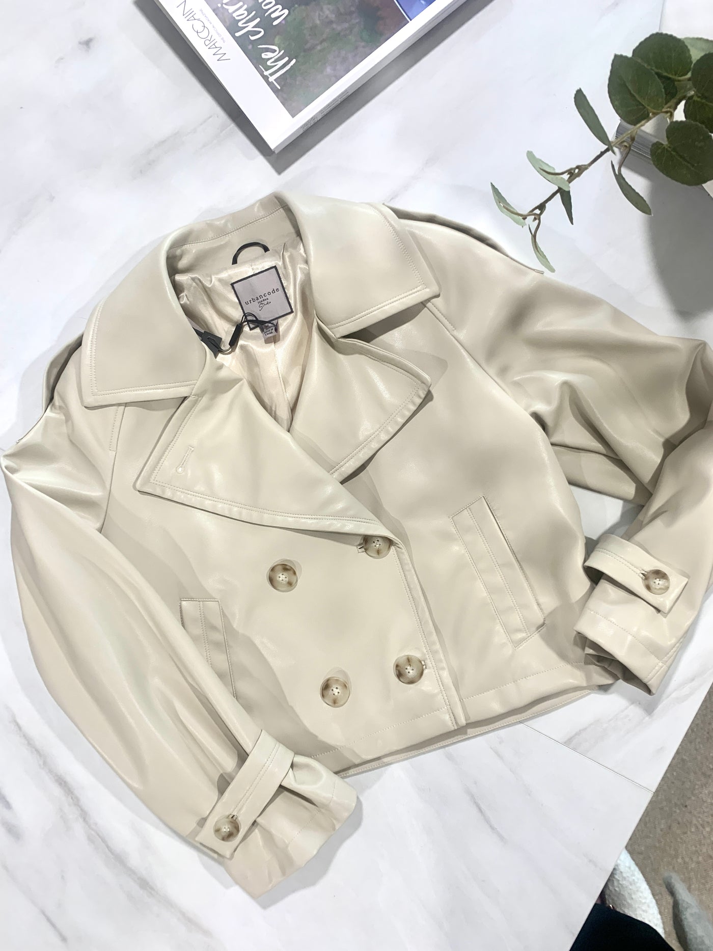 Faux Leather Trench Jacket