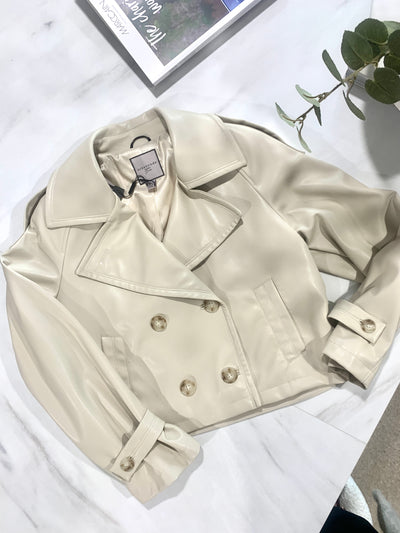 Faux Leather Trench Jacket