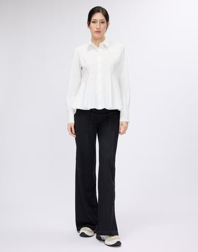 Wide-leg trousers with contrast topstitching