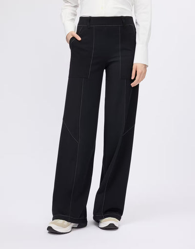 Wide-leg trousers with contrast topstitching