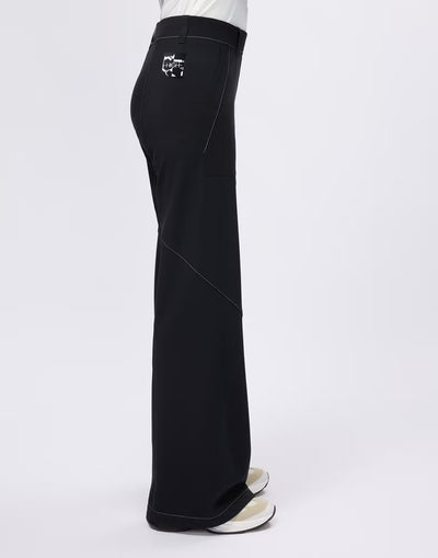 Wide-leg trousers with contrast topstitching