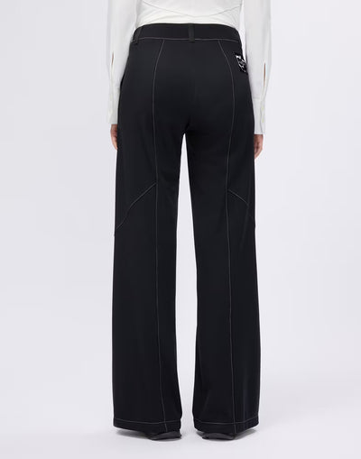 Wide-leg trousers with contrast topstitching