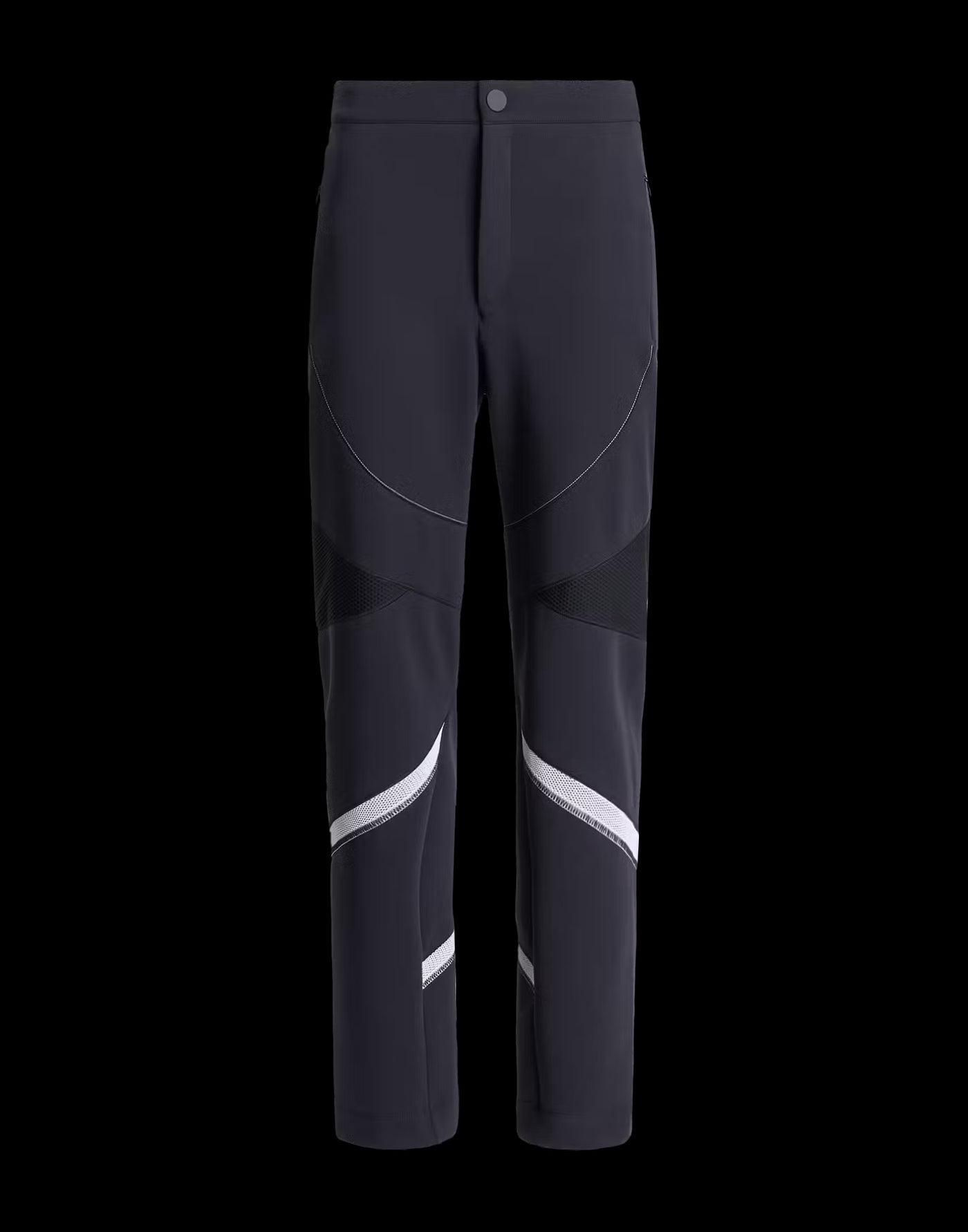 Straight-leg trousers with mesh inserts