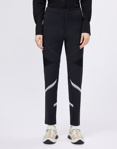 Straight-leg trousers with mesh inserts