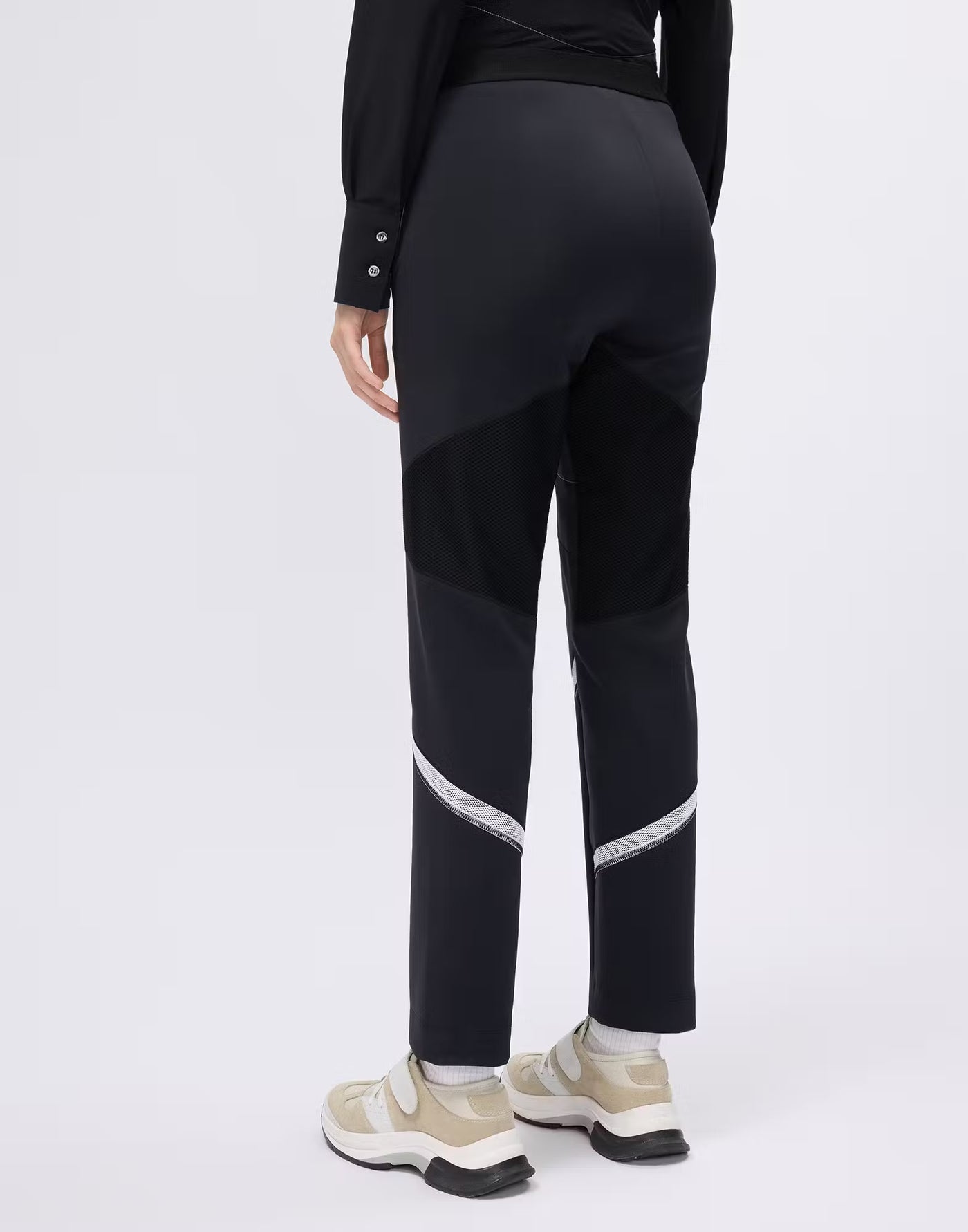 Straight-leg trousers with mesh inserts