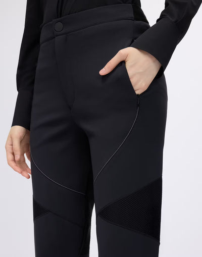Straight-leg trousers with mesh inserts
