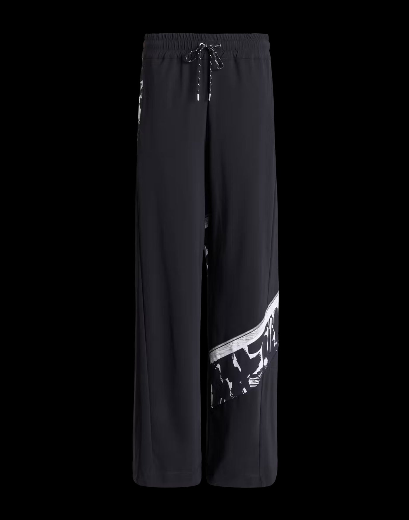 Wide-leg trousers with printed and mesh inserts