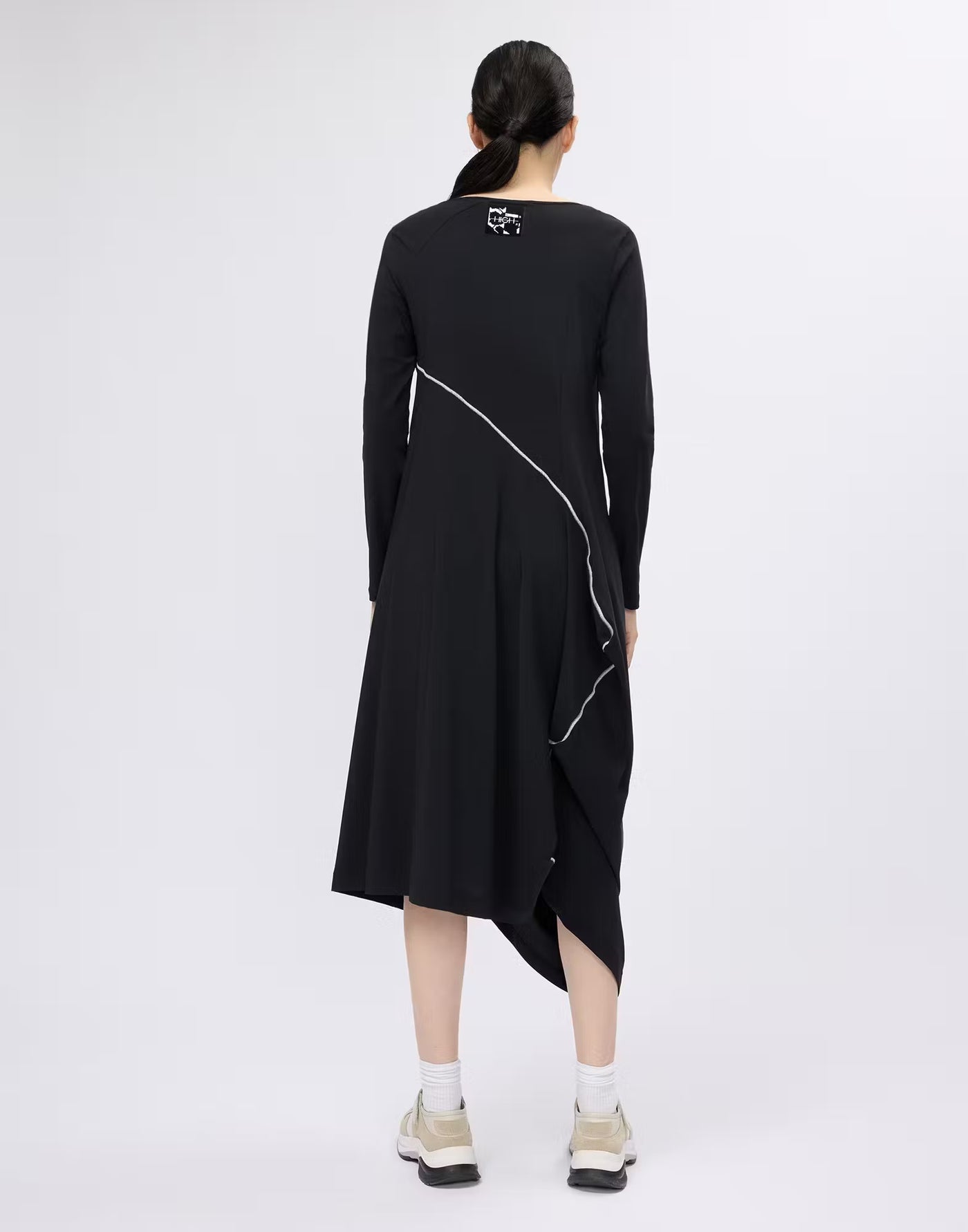 Midi dress with contrast topstitching