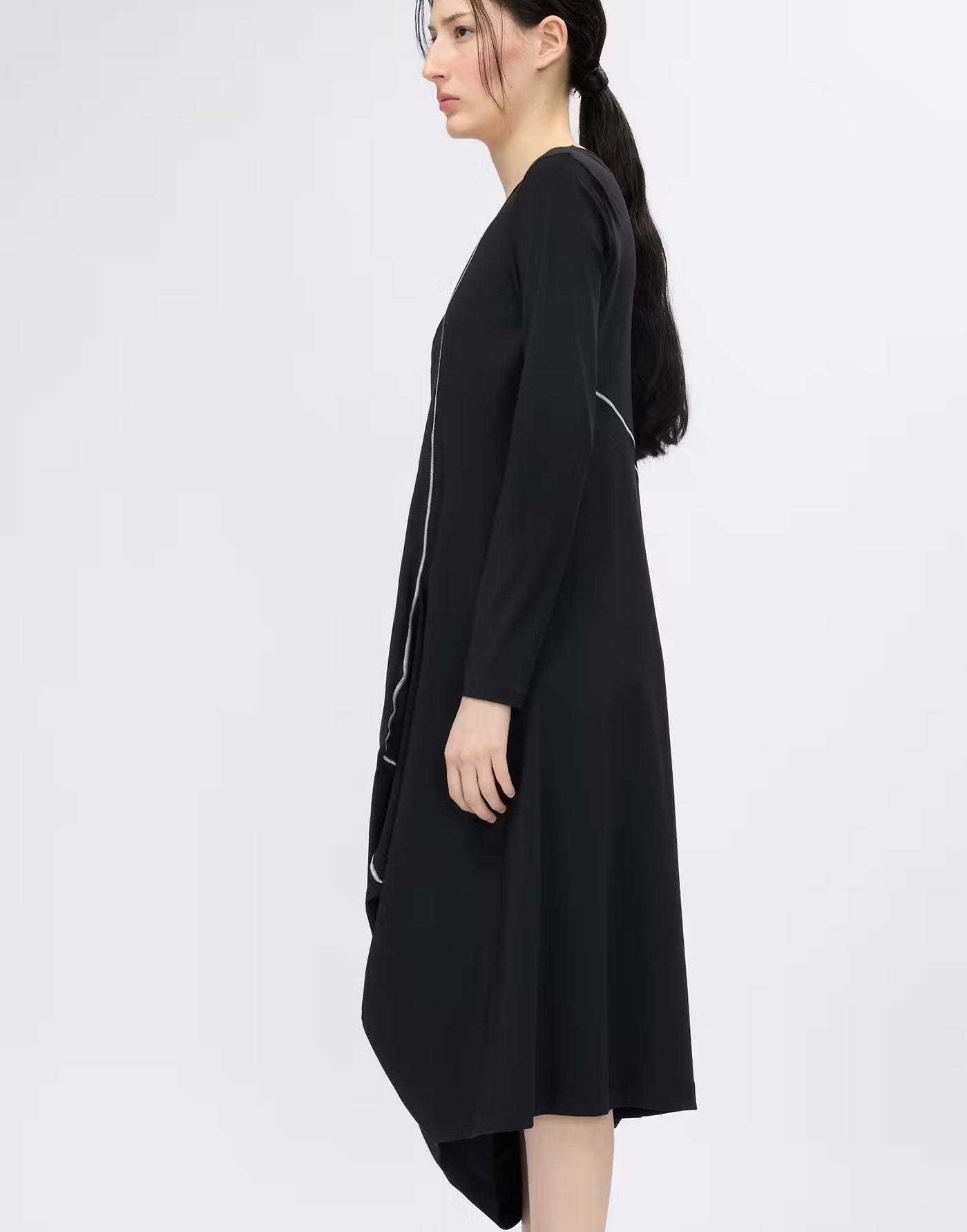 Midi dress with contrast topstitching