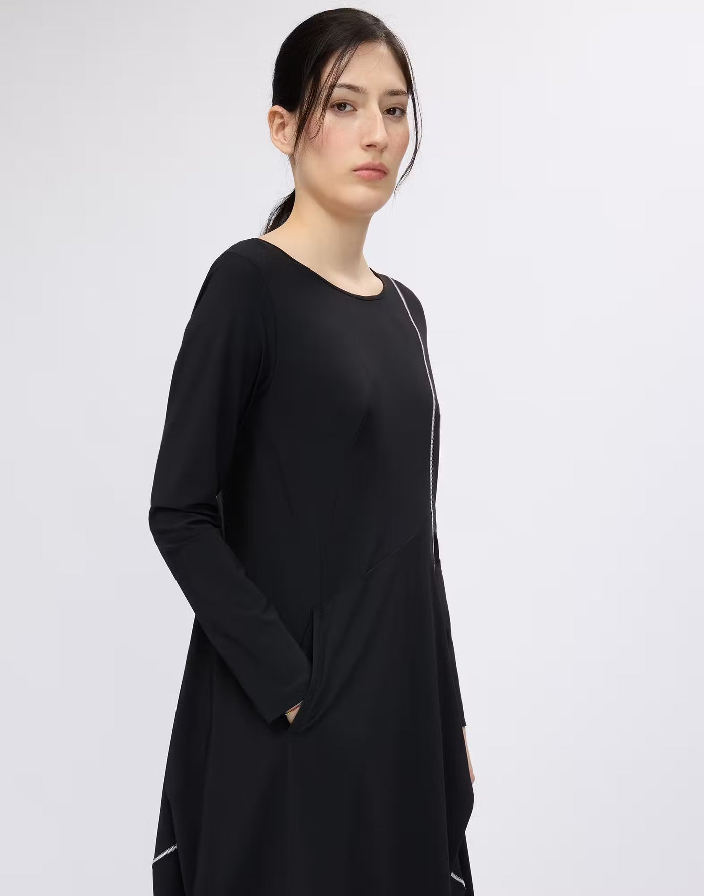 Midi dress with contrast topstitching
