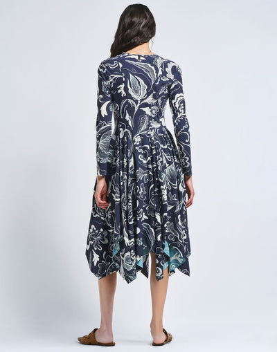 Asymmetric dress with floral print